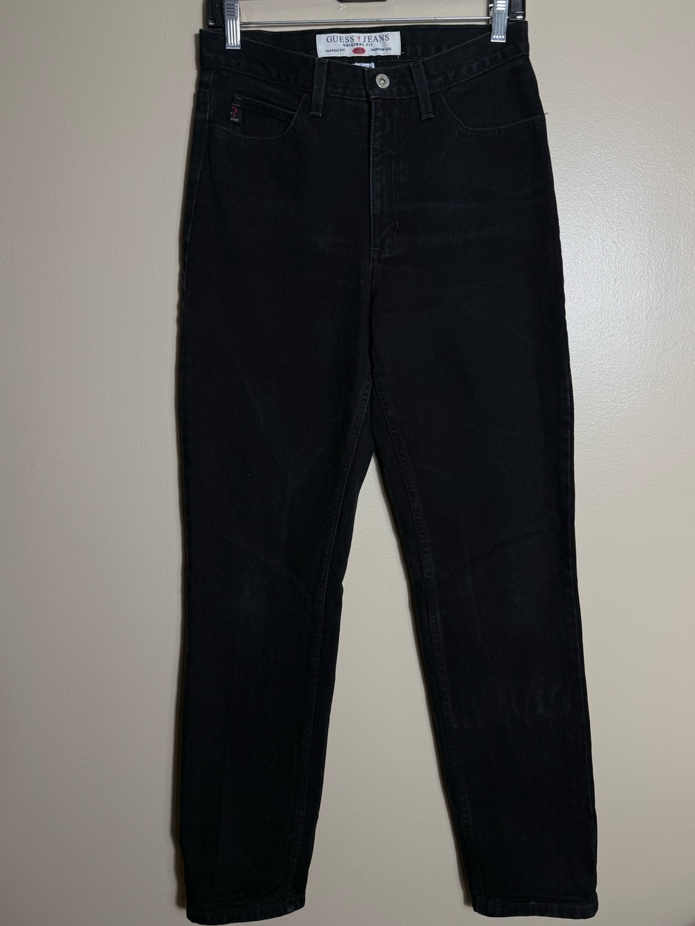 Vintage GUESS Jeans 050 Black Narrow Leg Made In USA Womens 29x32